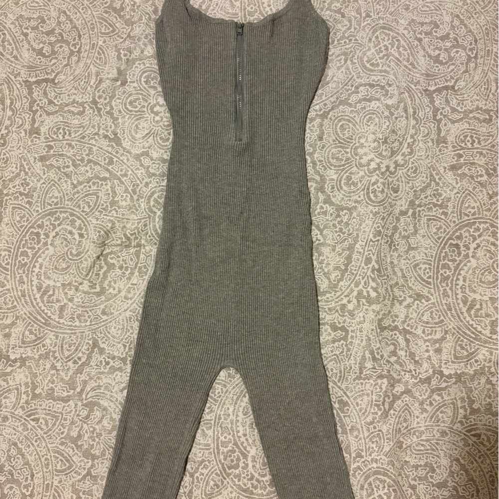 Gray Ribbed Jumpsuit